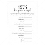 1975 The Price Is Right Game with Answers Printable by LittleSizzle