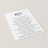 1975 Trivia Quiz with Answer Key Instant Download