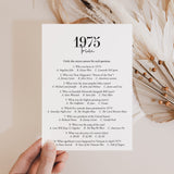 1975 Trivia Quiz with Answer Key Instant Download