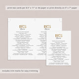 50th Anniversary Party Games Married in 1975 Printable