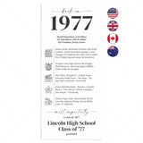 1977 Reunion Table Cards Personalized 50th Class Reunion Decor by LittleSizzle