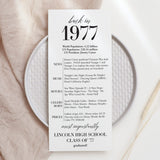 50 Year Reunion Table Card Personalized Class of 1977 Reunion