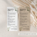 1977 Anniversary Table Cards Personalized 50th Anniversary Decor