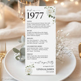 1977 Anniversary Table Cards Personalized 50th Anniversary Decor