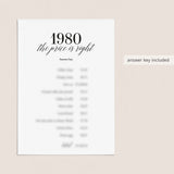 1980 The Price Is Right Game with Answers Printable