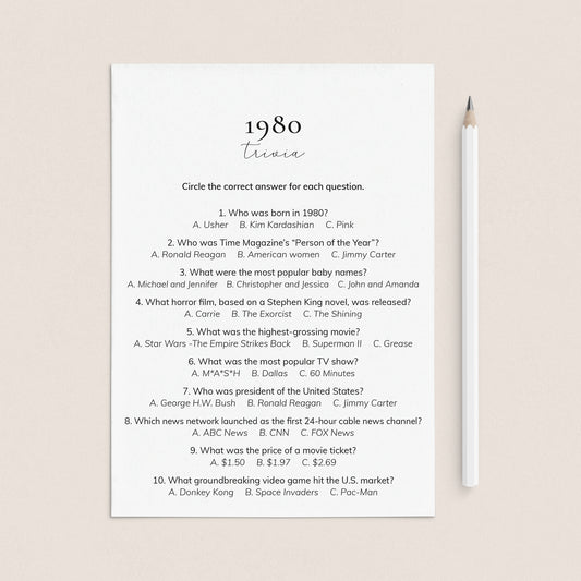 1980 Quiz and Answers Printable by LittleSizzle