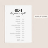 1981 The Price Is Right Game with Answers Printable