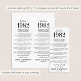 45th Anniversary Party Decorations Married in 1982 Table Card
