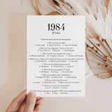 1984 Trivia Quiz with Answer Key Instant Download