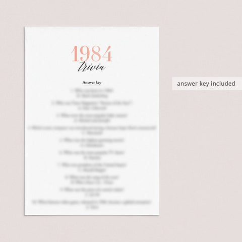 1984 Trivia Questions and Answers Printable Instant Download 1984 Trivia Questions and Answers Printable Instant Download