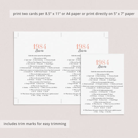 1984 Trivia Questions and Answers Printable Instant Download 1984 Trivia Questions and Answers Printable Instant Download