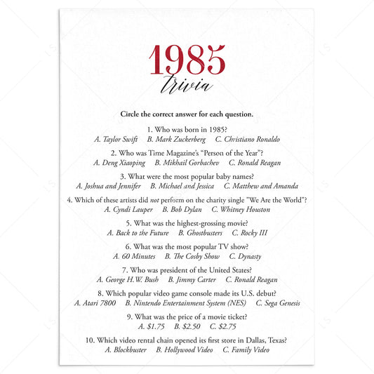 1985 Trivia Quiz for 40th Anniversary Ruby by LittleSizzle