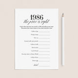 1986 The Price Is Right Game with Answers Printable by LittleSizzle