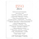 1990 Trivia Questions and Answers Printable by LittleSizzle