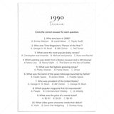 1990 Quiz and Answers Printable by LittleSizzle