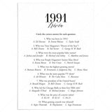 1991 Trivia Quiz with Answer Key Instant Download by LittleSizzle