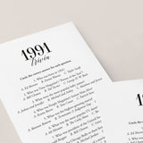 1991 Trivia Quiz with Answer Key Instant Download