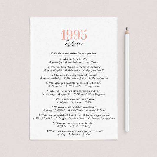 1995 Trivia Questions and Answers Printable by LittleSizzle