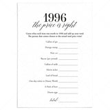 1996 The Price Is Right Game with Answers Printable by LittleSizzle