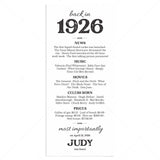 100th Birthday Decorations Born in 1926 Table Card by LittleSizzle