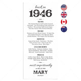 80th Birthday Decorations Born in 1946 Table Card by LittleSizzle