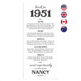 75th Birthday Decorations Born in 1951 Table Card by LittleSizzle