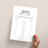 25th Class Reunion Games Printable Class of 2001 High School Reunion