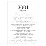 2001 Trivia Quiz with Answer Key Instant Download by LittleSizzle