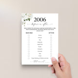 20th Anniversary Games Printable Floral Married in 2006