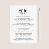 2016 Trivia Quiz with Answer Key Instant Download by LittleSizzle