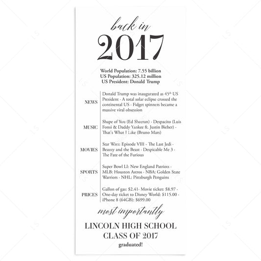 10 Year Reunion Table Card Personalized Class of 2017 Reunion by LittleSizzle