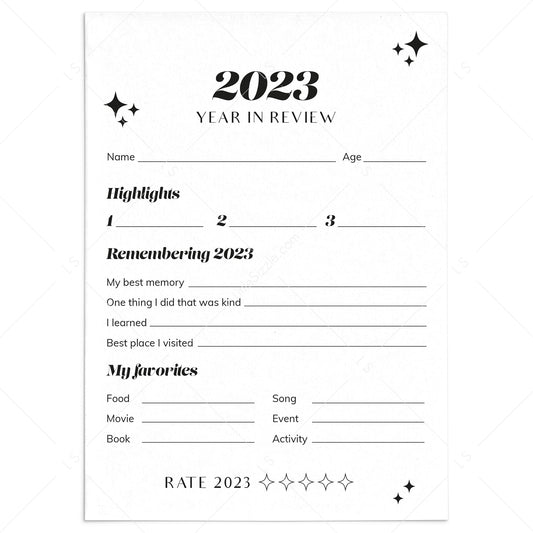 2023 End of Year Review Self Reflection Cards Printable by LittleSizzle