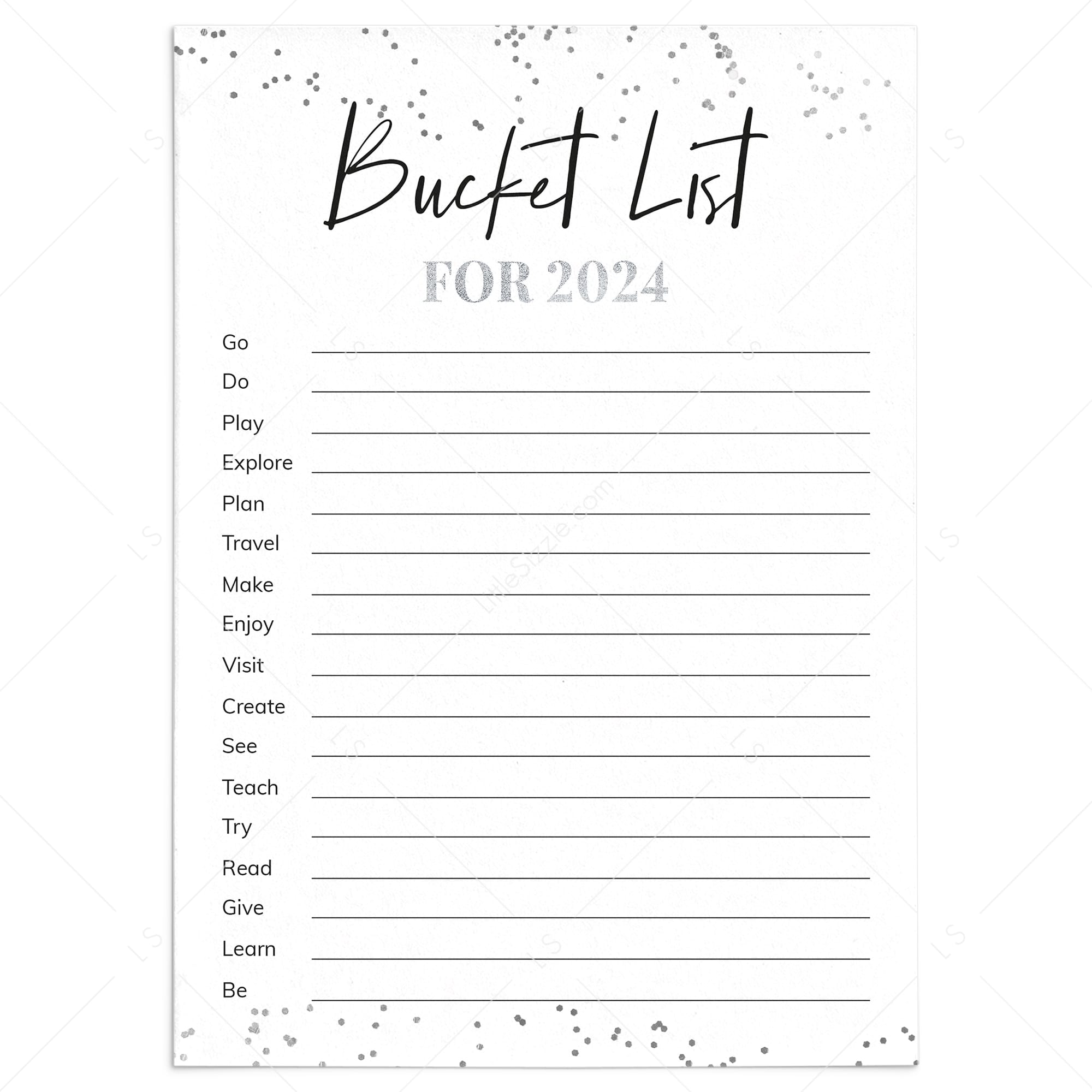 New Year Bucket List Printable by LittleSizzle