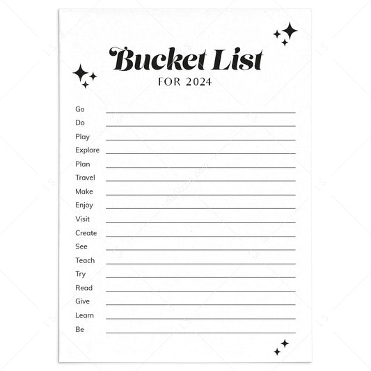 2024 Bucket List Printable by LittleSizzle
