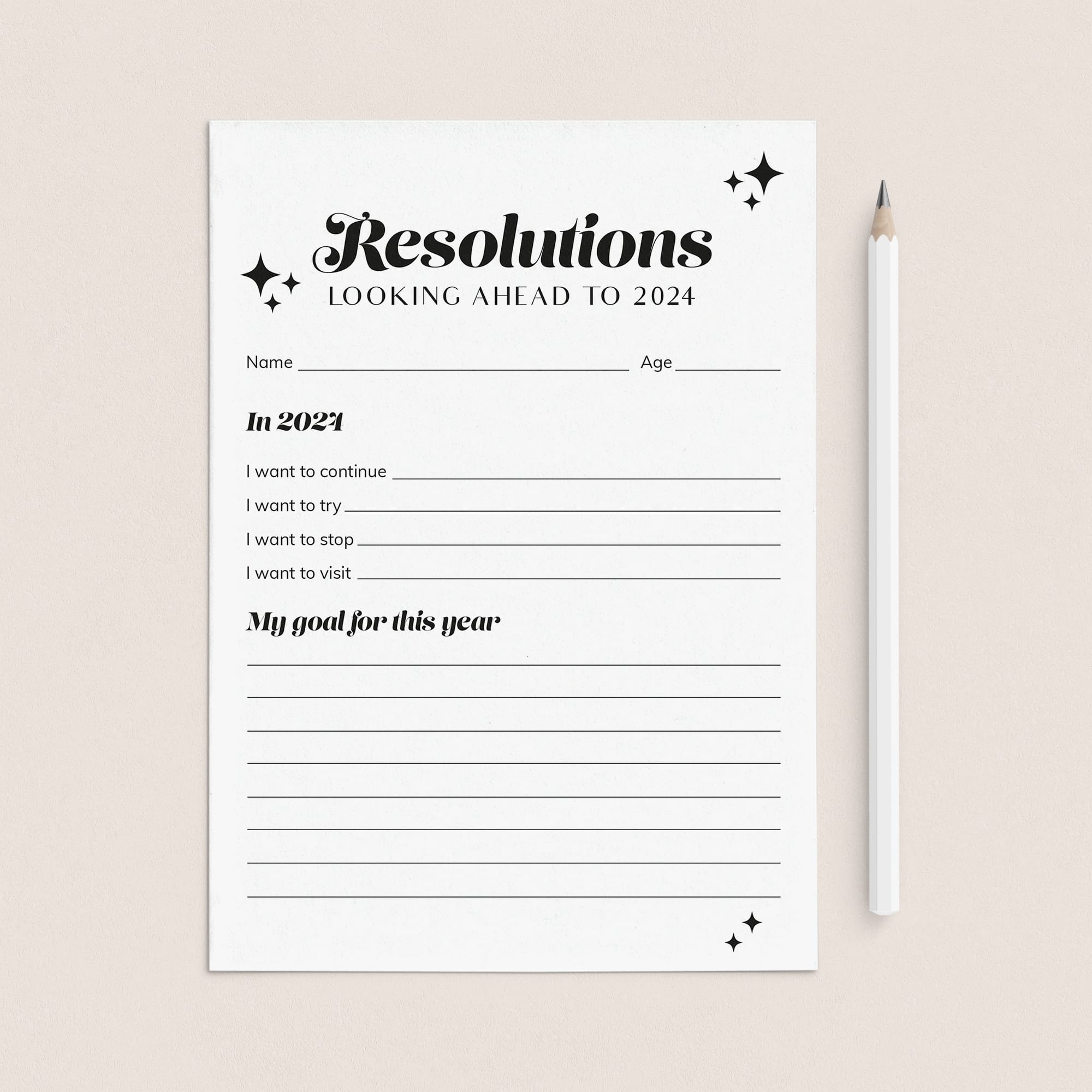 2024 New Year Resolutions Goal Setting List Printable by LittleSizzle