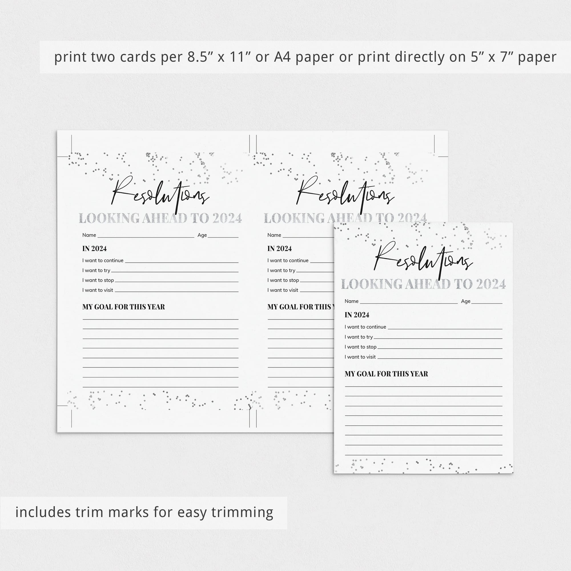 Resolution Card Design New Year Resolutions Card Printable | Instant Download – LittleSizzle