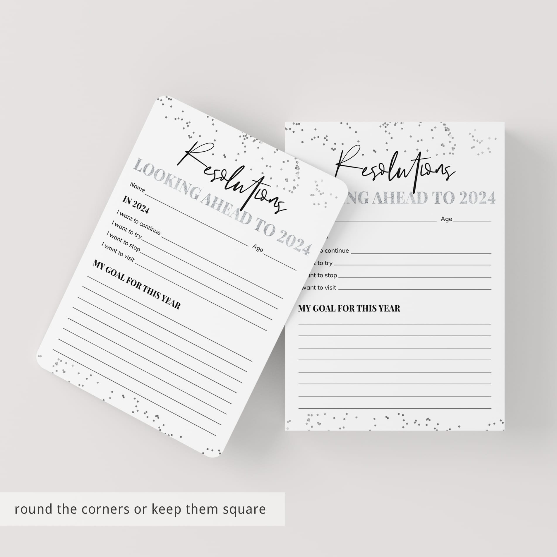 Resolution Cards New Year Resolutions Card Printable | Instant Download – LittleSizzle