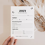 2024 End of Year Review Self Reflection Cards Printable