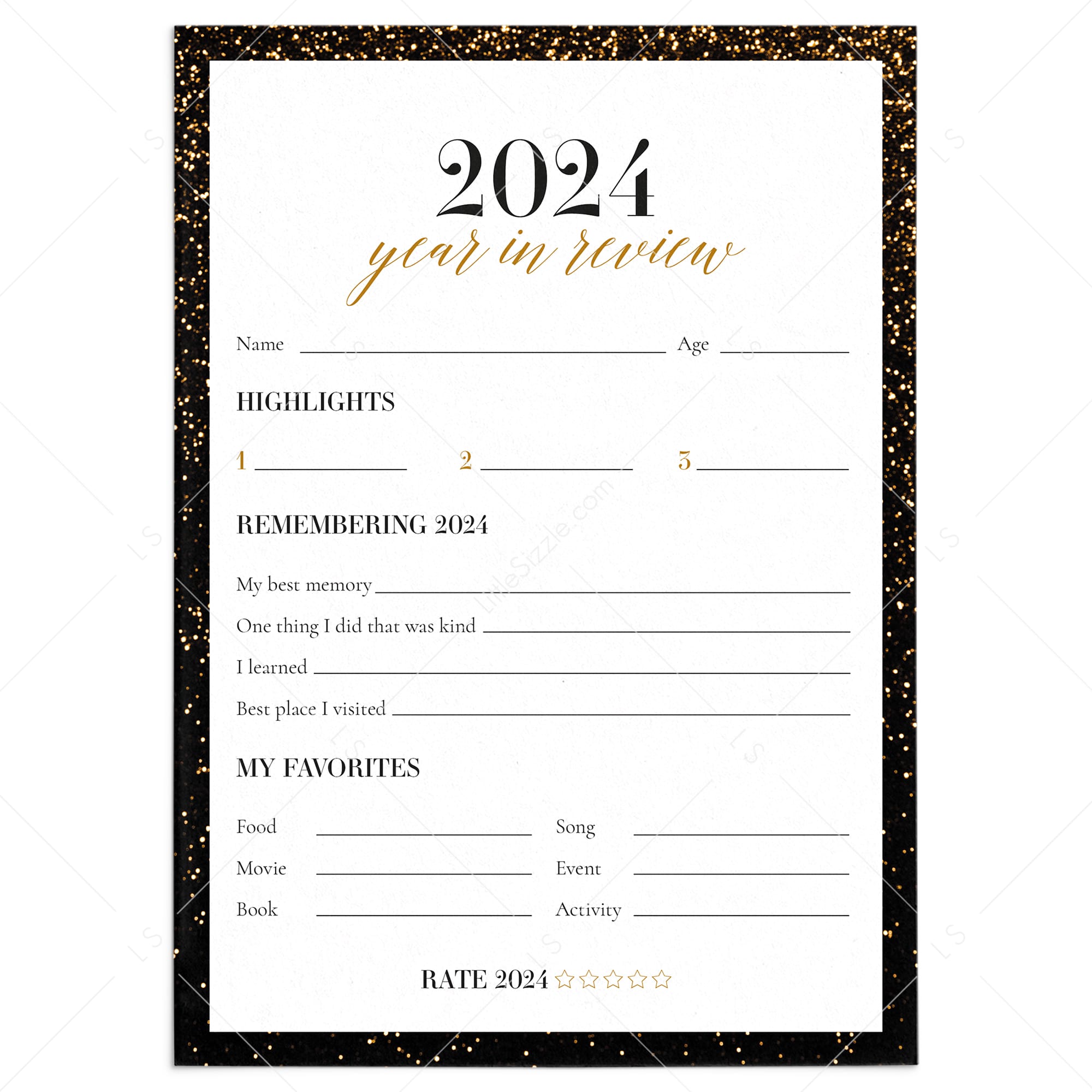 2024 End of Year Reflection Cards Printable by LittleSizzle