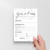 Silver New Year's Resolution Cards Printable