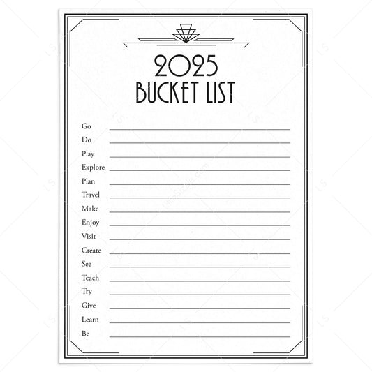 Printable New Year Bucket List 2025 by LittleSizzle