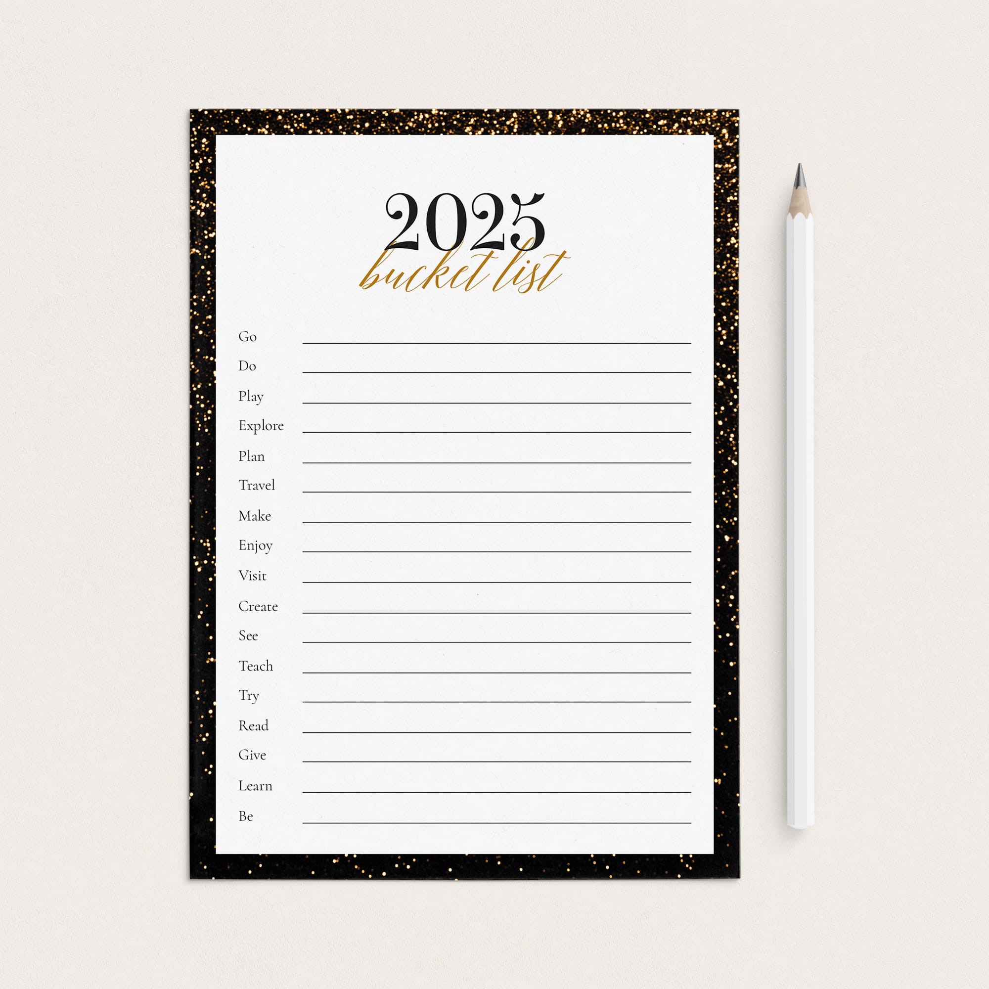 2025 New Year's Bucket List Card Printable by LittleSizzle