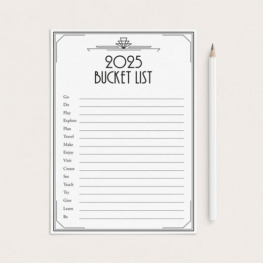 Printable New Year Bucket List 2025 by LittleSizzle