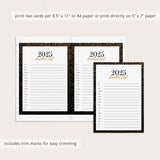 2025 New Year's Bucket List Card Printable