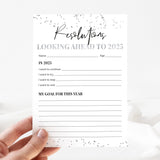 Silver New Year's Resolution Cards Printable