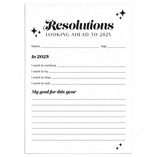 2025 New Year Resolutions Goal Setting List Printable by LittleSizzle