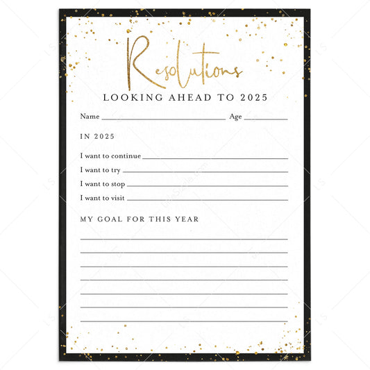 2025 New Year's Resolutions List Printable by LittleSizzle