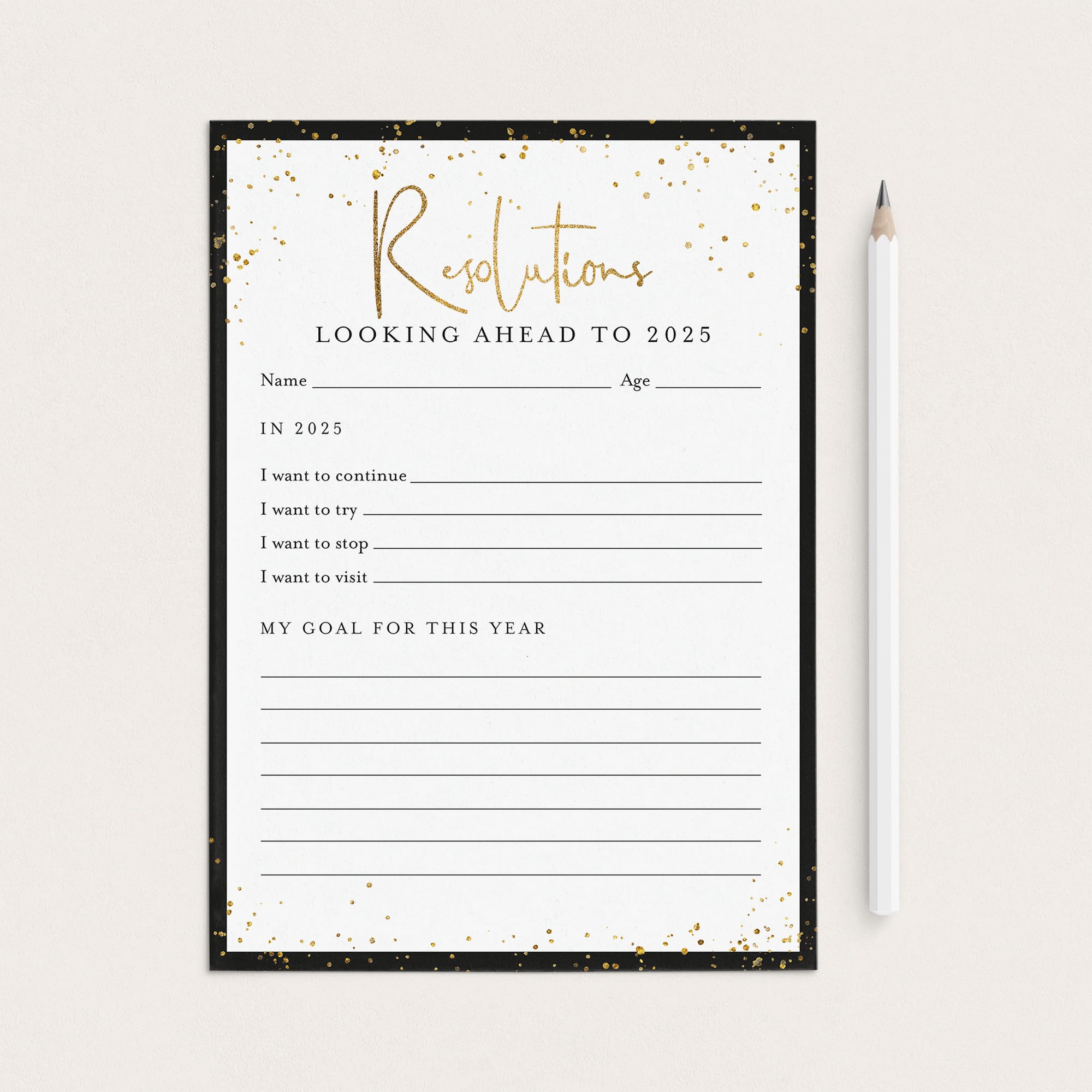 2025 New Year's Resolutions List Printable by LittleSizzle