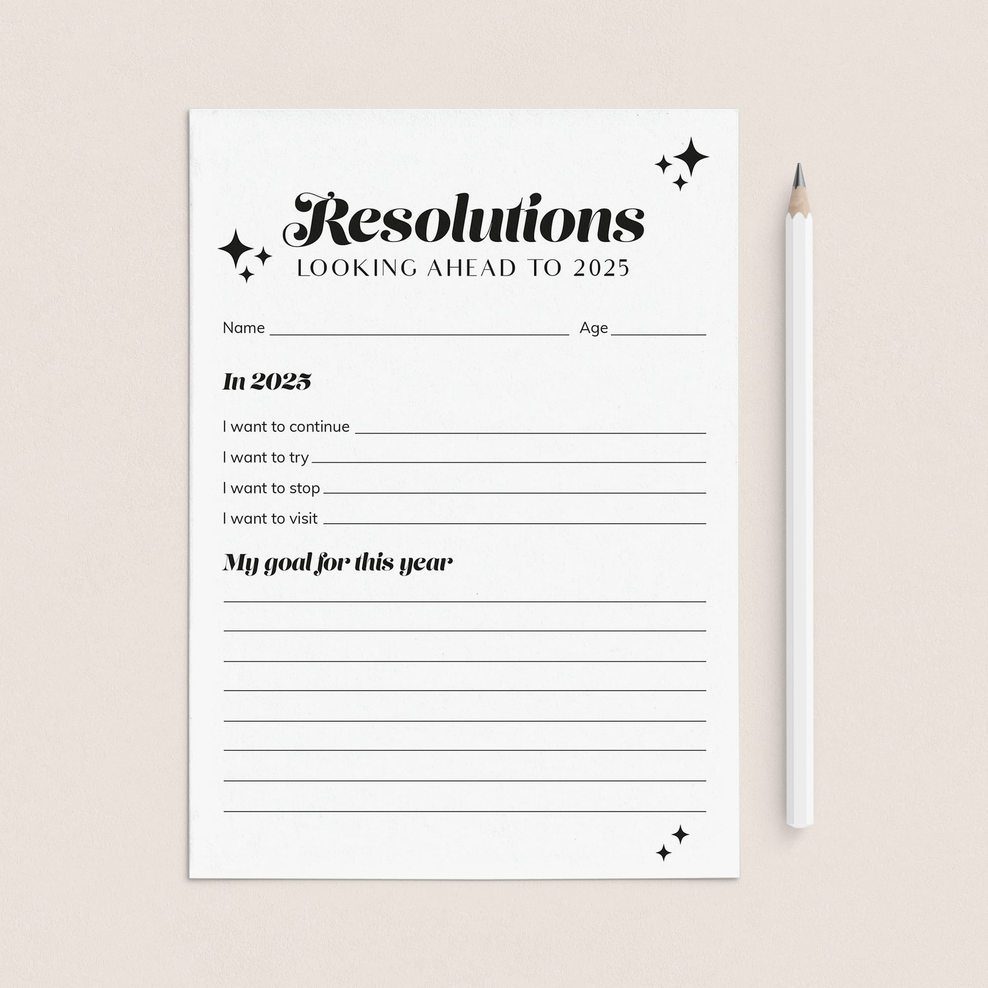 2025 New Year Resolutions Goal Setting List Printable by LittleSizzle