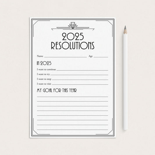 Gatsby New Years Party Printable 2025 Resolutions by LittleSizzle